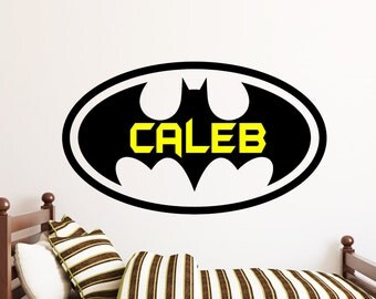 Batman Wall Decal-Batman Decor-Batman laptop Stickers-Wall Decal Murals-Boys Room Decor-Batman Monogram-Batman with name