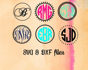 Circle Monogram Frames SVG, DXF monogram, Circle Monogram Frame, Svg Cricut Explore Files, Silhouette svg, Vinyl Design, Silhouette Cameo,