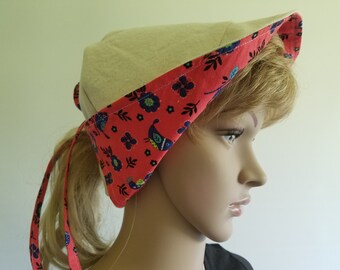 Walking Hat, Garden Hat, Sun Protection Hat, Summer Hat, Canvas Hat, Red Hat, Blue Hat, Outdoor Hat, Birding Hat, Hiking Hat, Reversible Hat