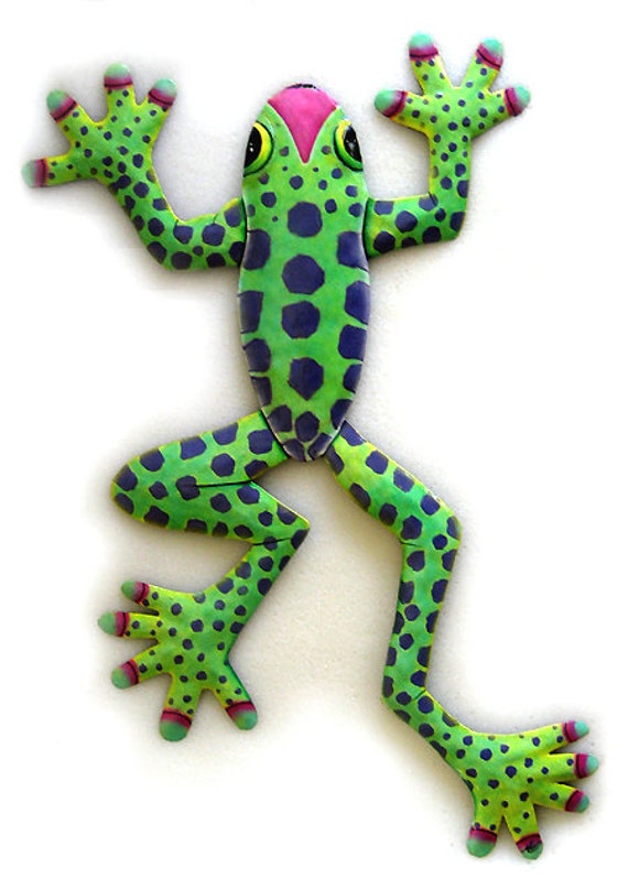 Painted Metal Frog Metal Wall Art Tropical Metal Art