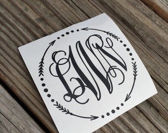 Monogram Vinyl Decal | Personalized Arrow Monogram Decal | Circle Monogram | Monogram Sticker | Laptop Monogram | Yeti Cup Monogram
