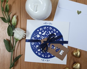 Bluebird Jewish Wedding Invitation Card