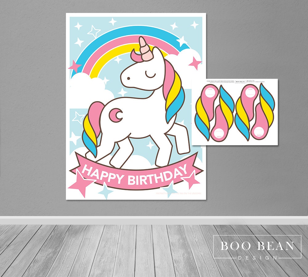 Unicorn Pin the Tail Poster Printable Game Unicorn Poster