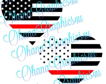 American Flag Heart Shaped Firefighter Red Line SVG