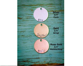SALE • 3/4 inch Disc Add-On • Handstamped Disc • Sterling Silver Disc • 14K Gold Disc • Rose Gold Disc • Custom • Round Charm • Round Disc