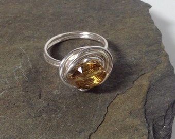 A beautiful beer Quartz silver plated ring