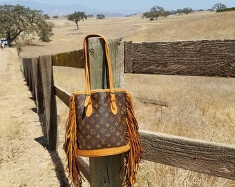SALE!!! LOUIS VUITTON Fringe Bucket bag small ... ready to ship!!! Boho purse, hippie, gypsy, western, cowgirl, gift for her, fashion