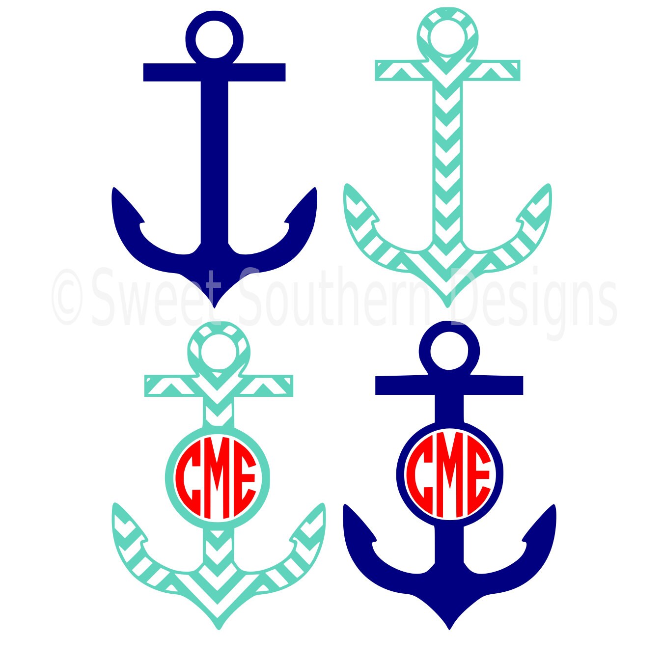 Monogram split anchor chevron SVG instant download design for