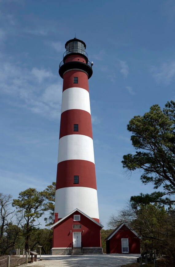 Photo Print Historic Assateague Lighthouse Red and White