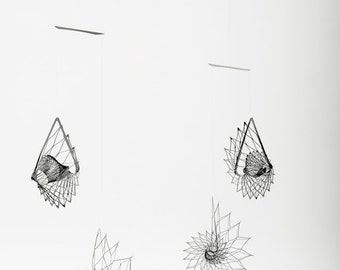 Modern Metal Art mobile, Hanging Mobile Shell, kinetic, minimalist Mobile by Expand Life