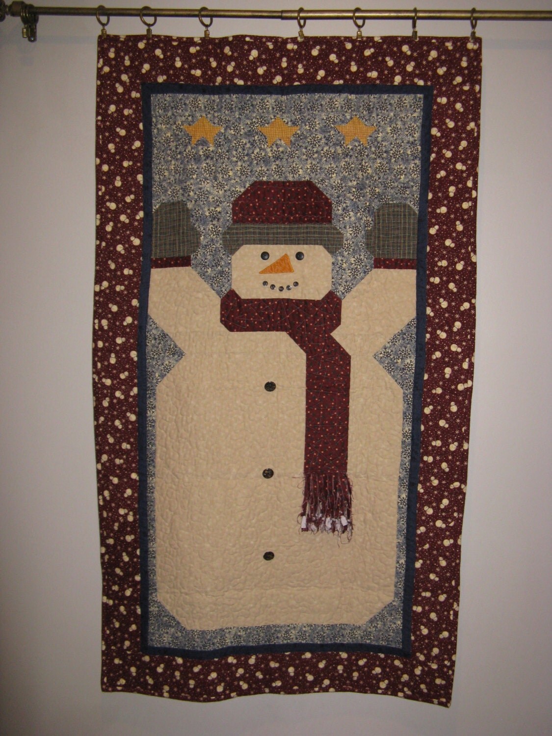 Winter Wall Hanging Quilt Chilly the Snowman by HOAQuilting