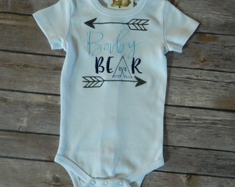 Baby Bear Onesie, Arrow and Teepee, Arrow Wood, Woodland, Camp