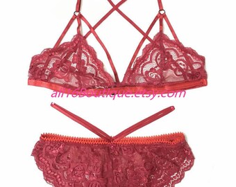 Sheer lingerie set, lingerie set, boudoir lingerie, sexy bralette set, see through lingerie, sexy underwear, gift for her - 38