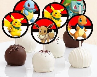 Pokemon Cake Pop Toppers - Instant Download - Pokemon Cake Toppers - Pokemon Party - Digital Download - Pokemon - Squirtle - Pikachu - Eevee