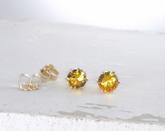 Gold Citrine Earrings November Birthstone Earrings Gold Citrine Stud Earrings Gemstone Stud Earrings Birthstone Jewelry Holiday Gift For Her