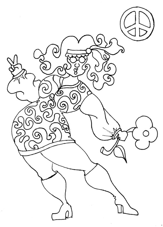 Hippie Girl Halloween Coloring Pages for Adults from the