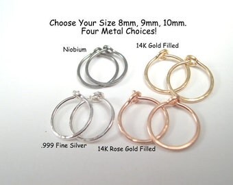 Sparkly Tiny Hoops, Cartilage Earring Hoops, Huggie Hoops, 1 PAIR. Rose Gold Hoops, Gold Hoops, Small Silver Hoops, Niobium Hoops, 8mm-12mm