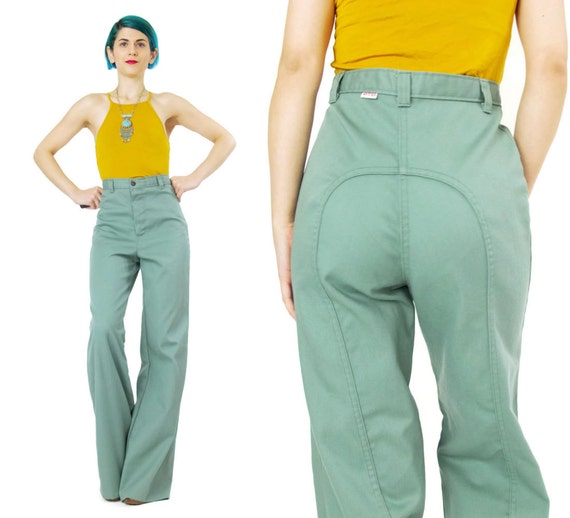 1970s High Waisted Pants Vintage DITTOS Olive Green Pants