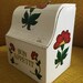 Vintage Shabby Chic Metal Recipe Tin Red Floral "Bon Appetit" Wall or Shelf Box