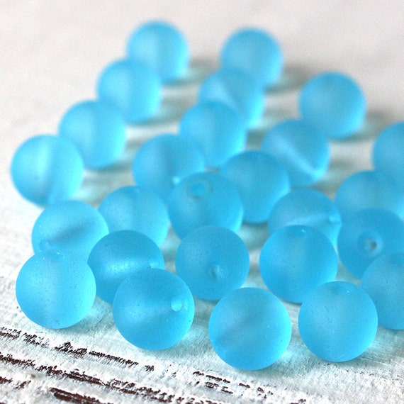 8mm Round Sea Glass Beads Jewelry Making by funkyprettybeads