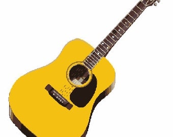 Acoustic antique guitar digital embroidery design, Guitar instrument digitized design