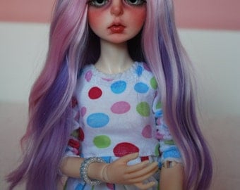 MADE TO ORDER 6-7 7-8 alpaca long pastel pink/purple blend bjd wig minifee size
