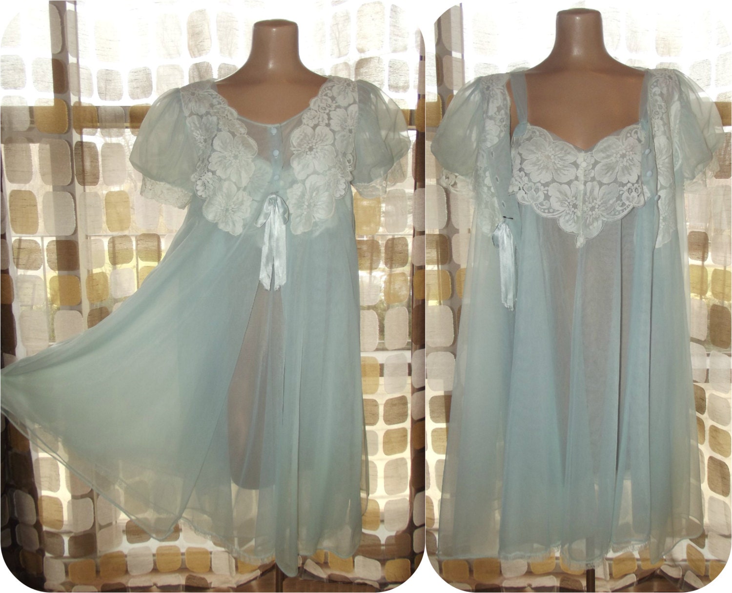 Vintage 50s Peignoir Set 1950s Nightgown & Robe Babydoll