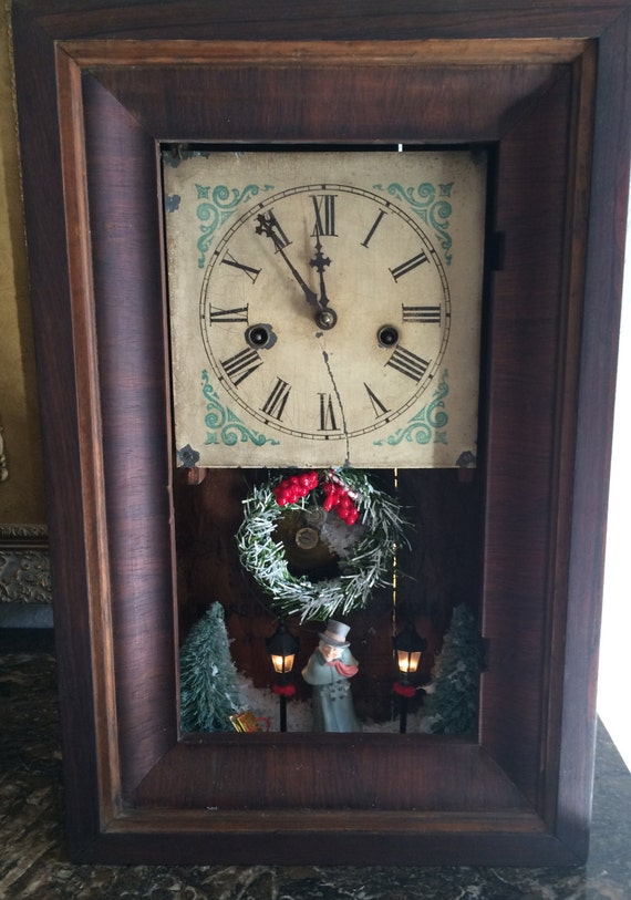 Items similar to Antique Christmas Clock, Diorama, SALE, Scrooge
