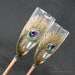 COPPER Peacock Feathers Wedding Toasting Champagne Flutes Hand Painted,set of 2 Great Wedding Gift