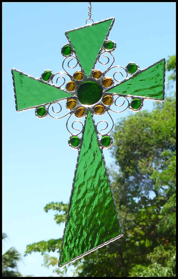 Cross Sun Catcher Stained Glass Suncatcher Glass Christian