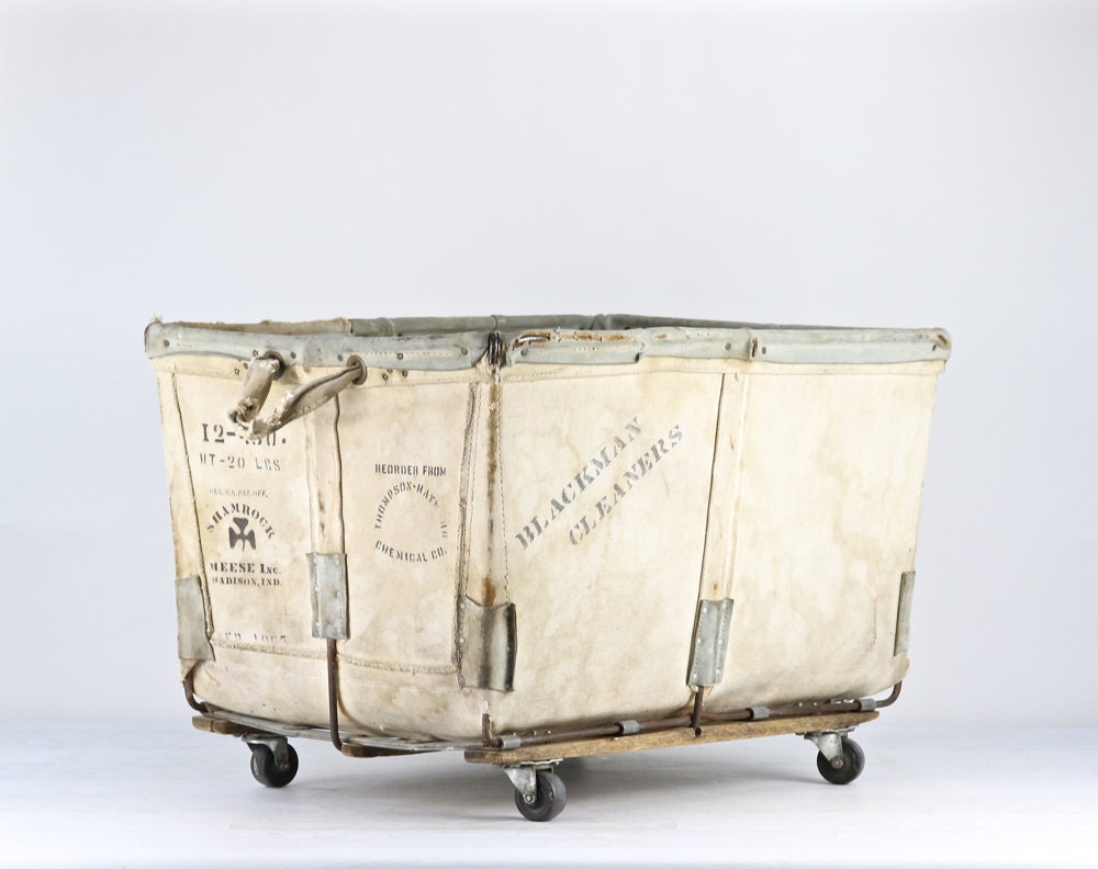 Canvas Laundry Cart Vintage Canvas Laundry Cart by HuntandFound