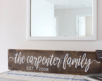 Family Name Sign, Stained Wood Sign, Established Date Sign, Rustic Wall Decor, Custom Sign, Wood Wall Decor