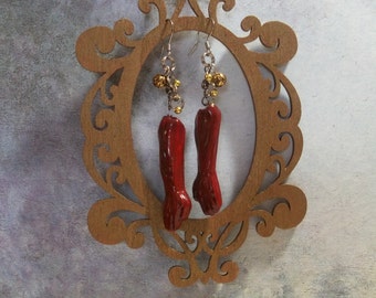 ooak human degloved arm earrings horror art jewelry Halloween earrings red earrings handmade original unusual jewelry macabre art earrings