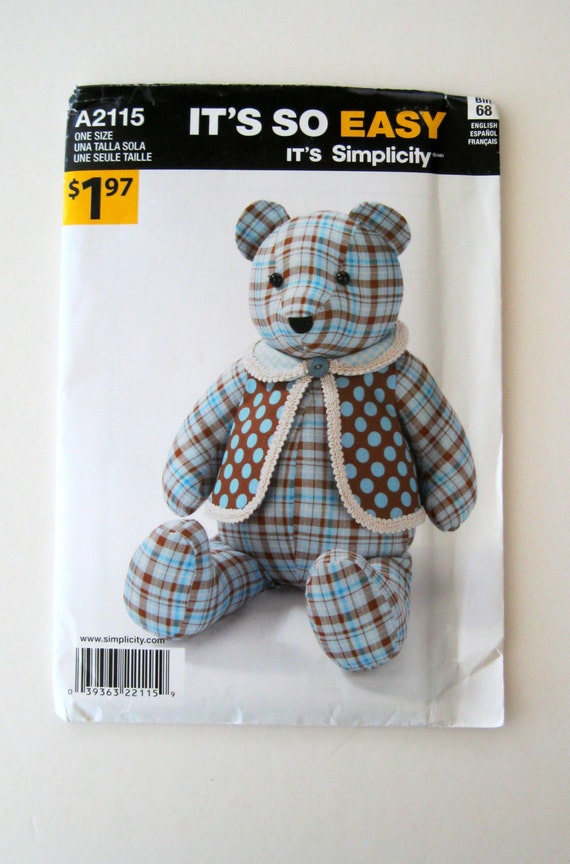 simplicity bear sewing pattern