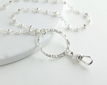 Classic Silver Chain ID Badge Lanyard, Silver Lanyard, Id holder, badge holder, ID Badge holder, co worker gifts, office gifts, for her,