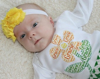 Baby Clothes Girl Baby Girl Gift Newborn Girl Take Home Outfit Girl Baby Shower Gift Bodysuit Diaper Cover Headband opt Personalized Girl