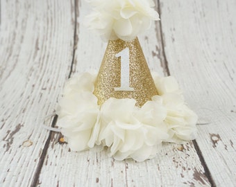 first birthday girl hat, 2nd birthday girls hat, gold birthday hat, 1st birthday hat, baby girl birthday hat, number hat, sparkle gold