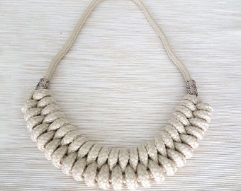 Bib Necklace, Nauticak Knot Necklace, Rope Statement Necklace, Rope Necklace, Knot Necklace