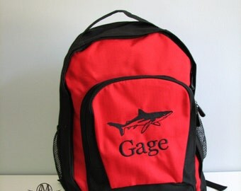 Personalized shark backpack, boys backpack, personalized backpack, big school book bag,shark backpack
