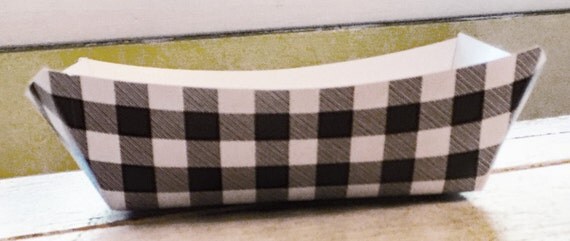 Black and White Buffalo Plaid Paper Food Tray - Set of 12 Il_570xn