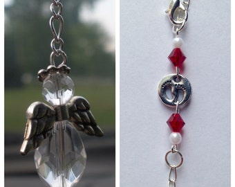 Loss of a Child Guardian Angel Car Charm, Miscarriage Memorial, Car Charm, Birthstone Angel, Footprints, Sun Catcher, Free Shipping