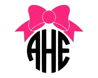 Bow Circle Monogram Svg, Bow Svg, Monogram Frame Svg, Silhouette Cut Files, Cricut Cut Files, Svg Cut Files