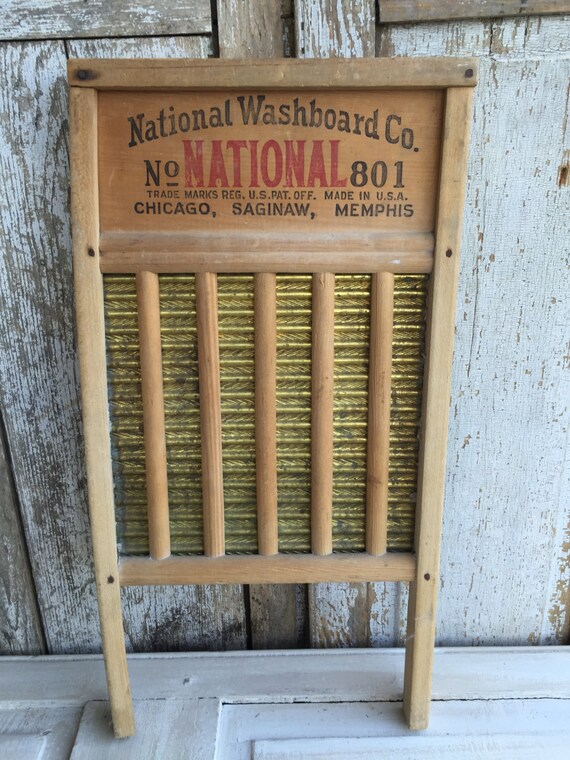 Large Washboard National Washboard Co wood and tin primitive
