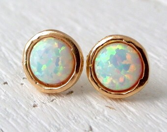 Opal earrings,White Opal stud earrings,Opal studs,Opal stud earrings, Gold or silver stud earrings, October birthstone earrings, opal studs