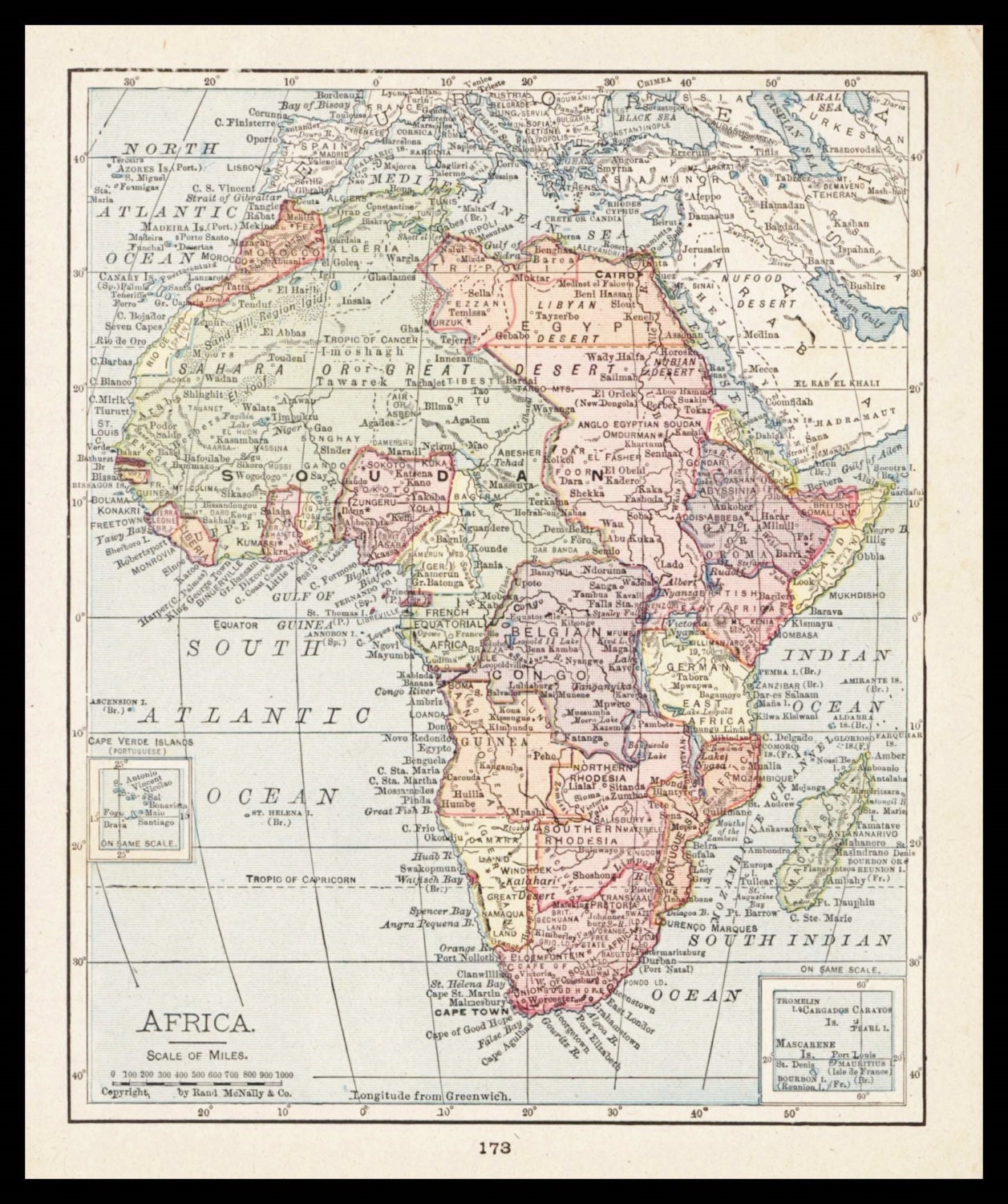 Small Africa Map of Africa Antique Wall by ParagonVintagePrints