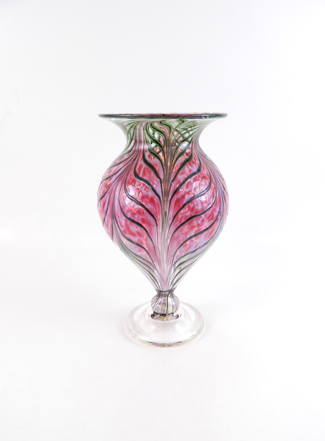 Hand Blown Glass Vase In Pink