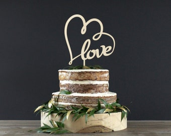 Wedding Cake Topper - Cake Decor - Wood Cake Topper - Wedding Decoration