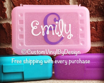 Personalized Pencil Box, Plastic Pencil Box, Personalized School Supplies, Personalized Crayon Box, Personalized School Box, Art Supply Box
