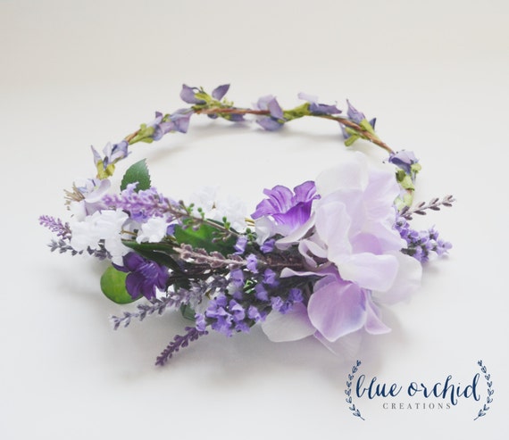 Flower Crown - Lavender Flower Crown, Wedding Hair Accessories, Wedding Crown, Lavender, Purple