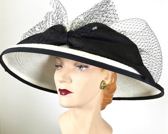 Kentucky Derby Hat White Women's Black and White Hat Derby White Easter Hat